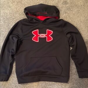 Youth Large Under Armour Black Hoodie with Red Logo
